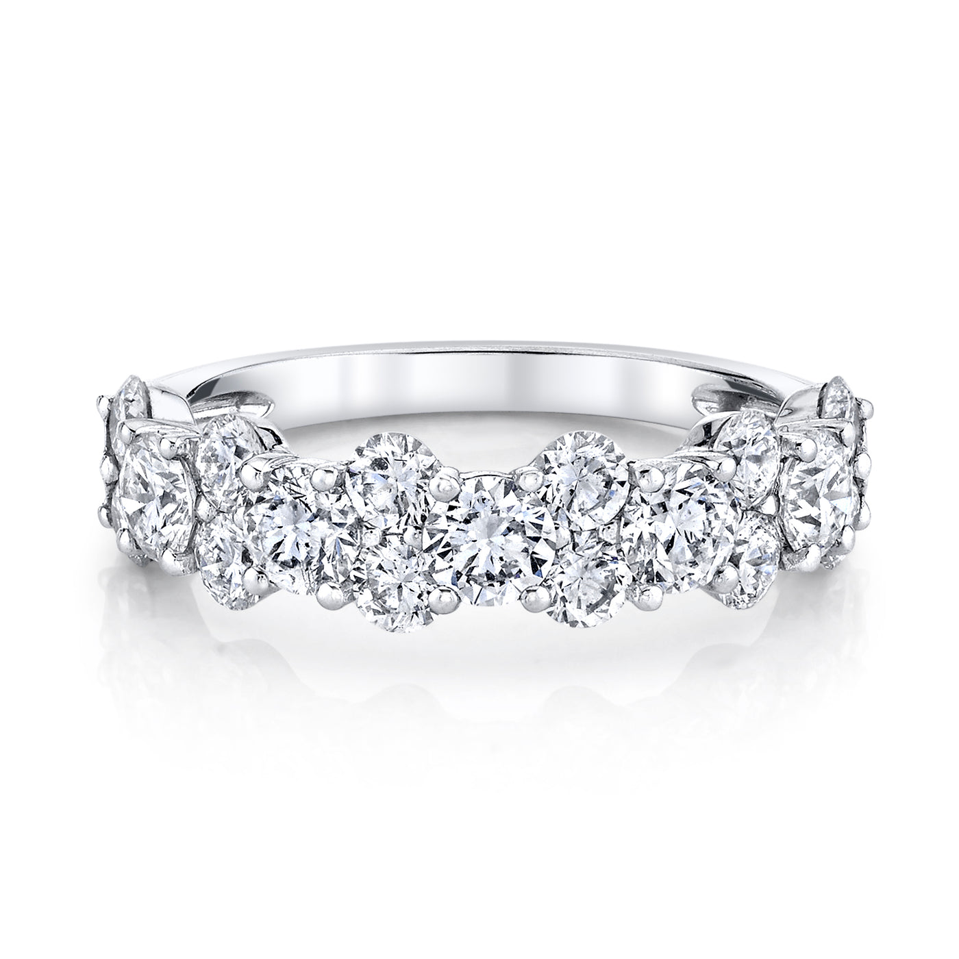 14K White Gold Oval And Round Diamond Fashion Ring